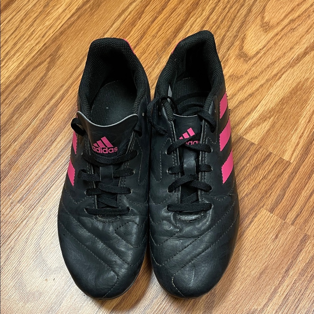 Adidas Black with Pink Stripes Soccer Shoes